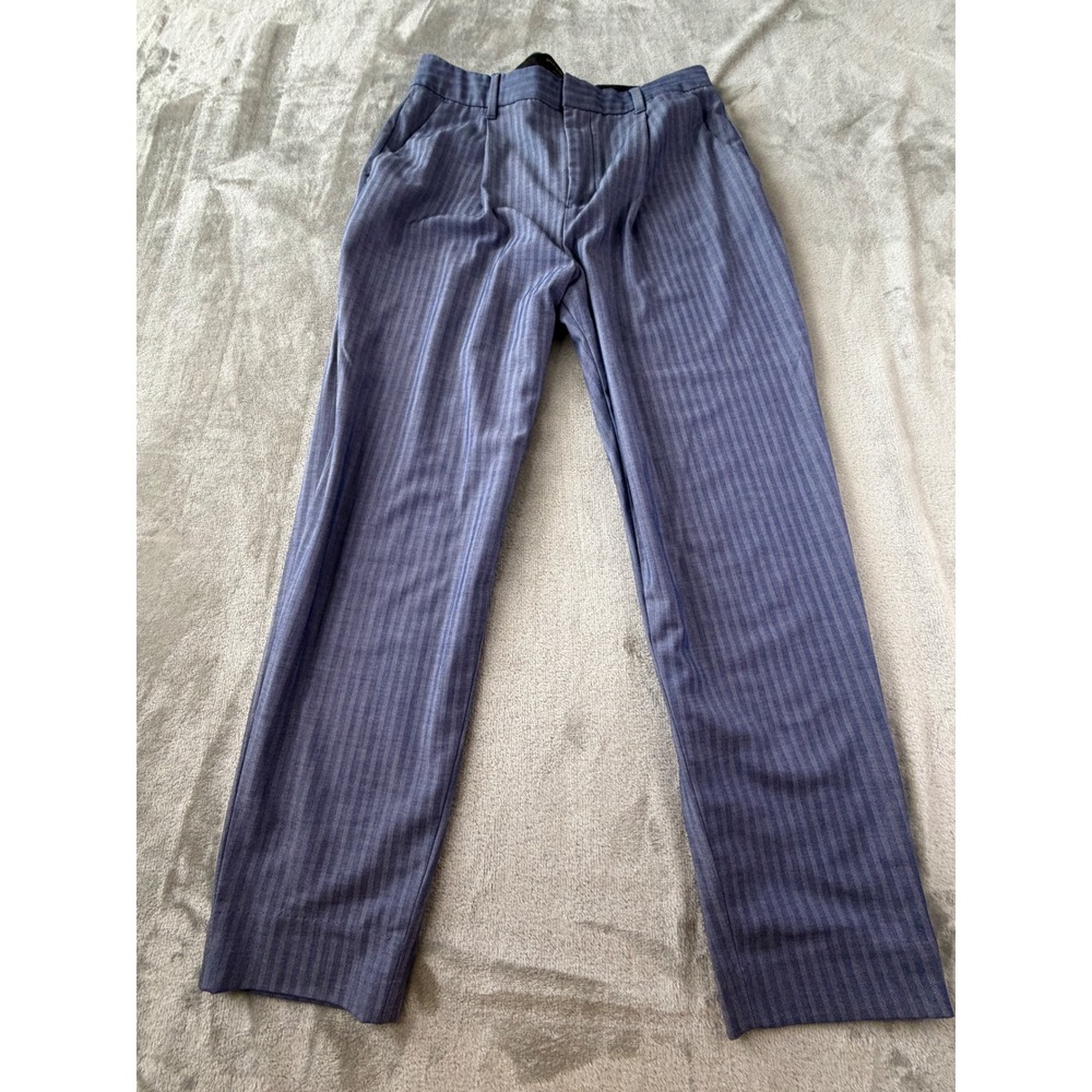 Banana Republic Tapered Trousers Womens size 6 Blue Herringbone Stripe High-Rise